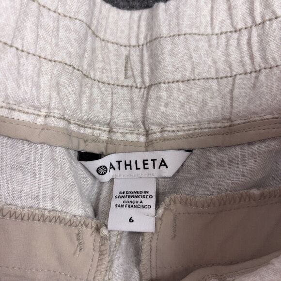 Athleta Pants Womens Size 6 Beige Cabo Linen Jogger Cheetah Print Casual - Picture 3 of 10